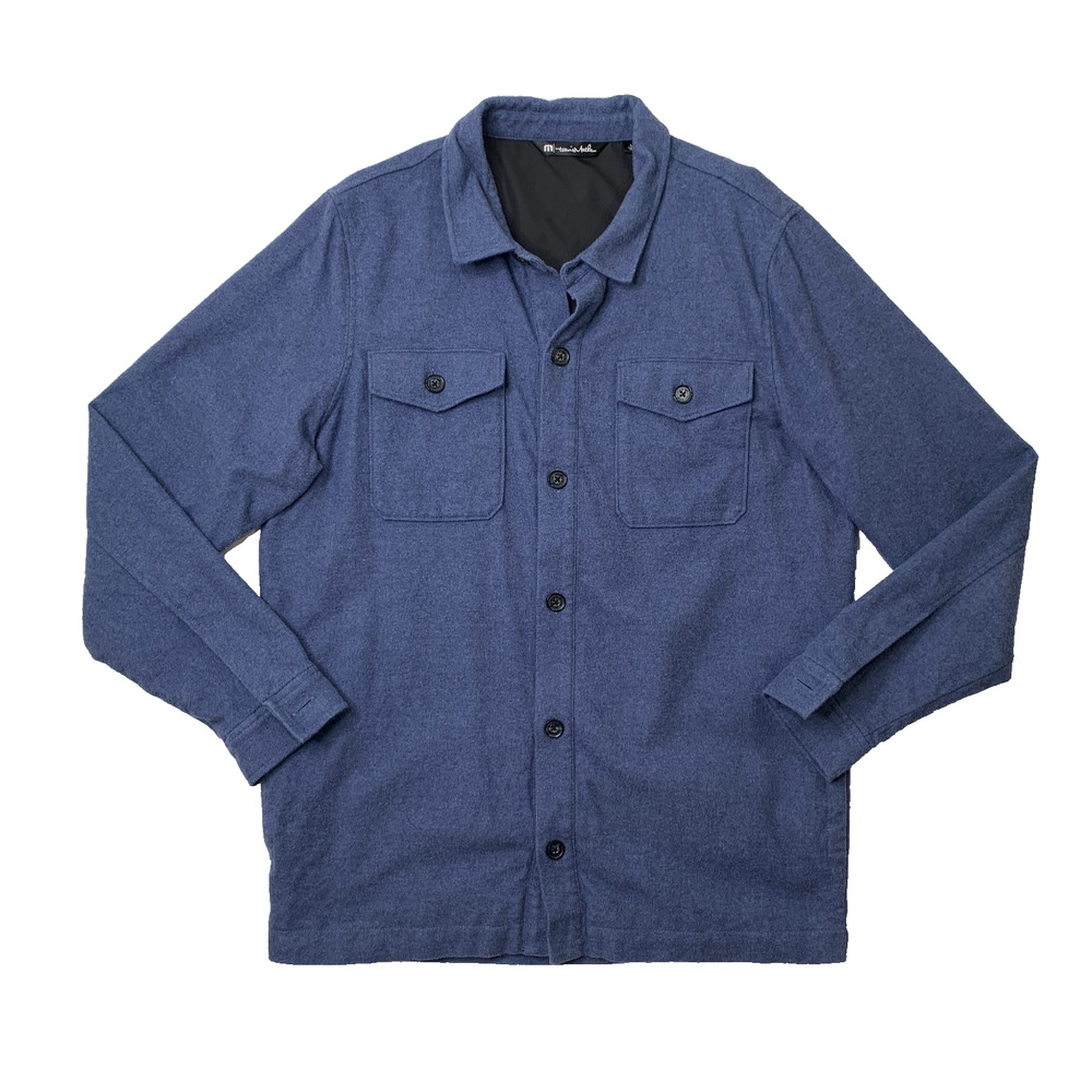 Travis Mathew Shirt Jacket Mens L Large Cadet Blue Cotton Hudson 2.0 Shacket